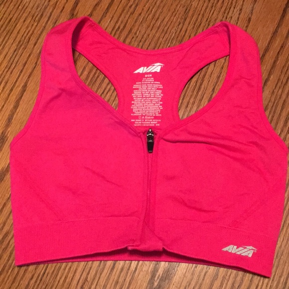 avia zip front sports bra size chart